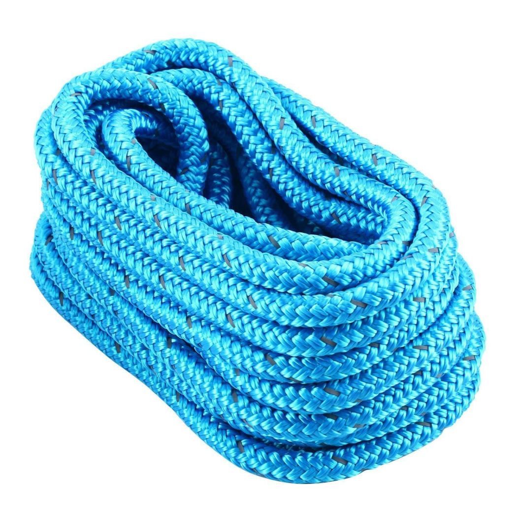 Polyester Braided Fire Rope Marine Blue with Black Tracers