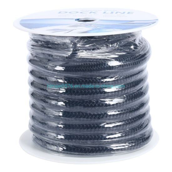 Black 5/8" 50 FT Double Braid Nylon Dock Line Mooring Rope Double Braided