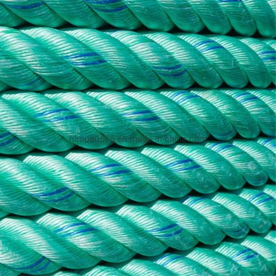 Blue or Green Color 3 Strand Twisted PP/PE Rope for Fishing Marine