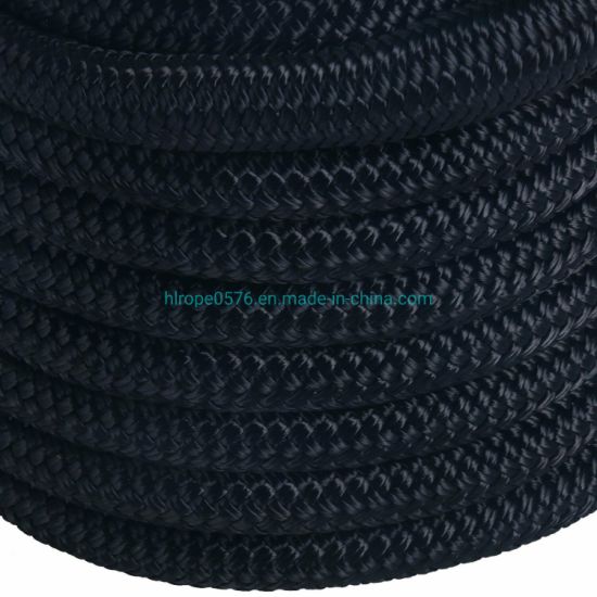 Black 5/8" 50 FT Double Braid Nylon Dock Line Mooring Rope Double Braided