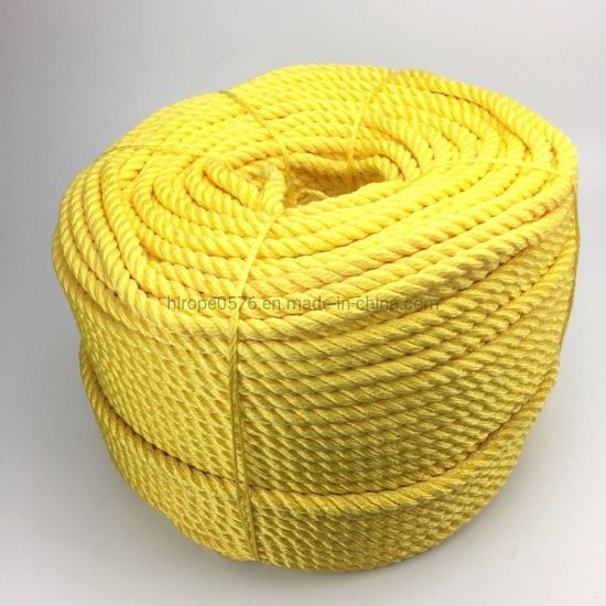 Yellow Color 3 Strand Twisted PP/PE Rope for Fishing Marine