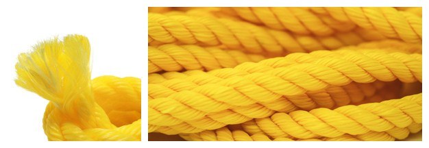 3 Strands Yellow PE Boat Rope in Roll or Coil