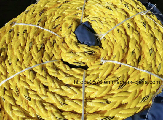 88mm 8-Strand Polypropylene Yellow Mark Line Black Rope Mooring Rope