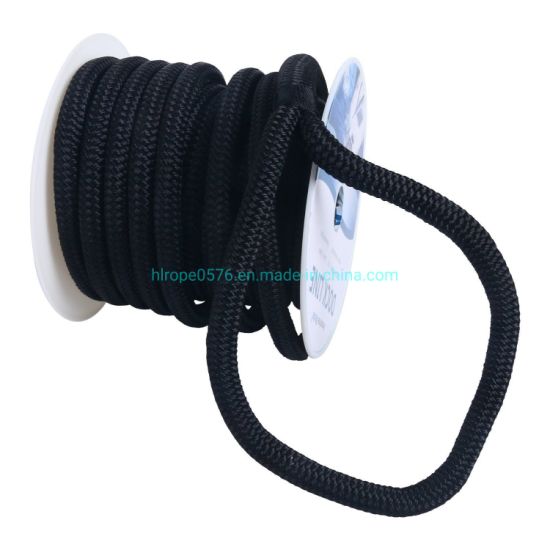 Black 5/8" 50 FT Double Braid Nylon Dock Line Mooring Rope Double Braided