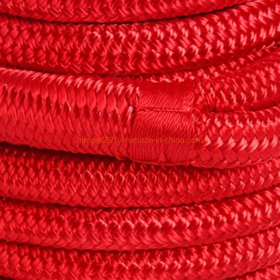 Red Made 3/4 Inch 25 FT Double Braid Nylon Dockline Dock Line Mooring Rope Double Braided Dock Line