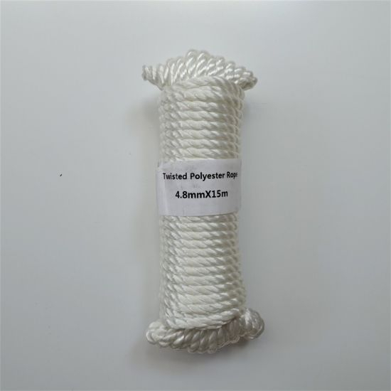 4.8mmx15m Twisted Polyester Rope Boat Rope Sailing Camping Secure Line Clothes Line